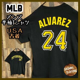 MLB ピッツバーグ 24 メンズ ブラック 野球 USA古着 半袖 Tシャツ(Tシャツ/カットソー(半袖/袖なし))