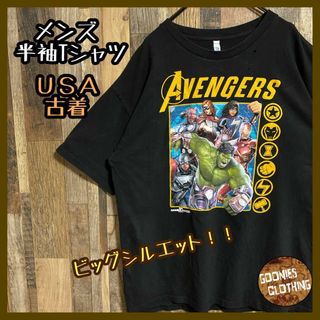 アベンジャーズ メンズ キャラクター XL メンズ USA古着 半袖 Tシャツ(Tシャツ/カットソー(半袖/袖なし))