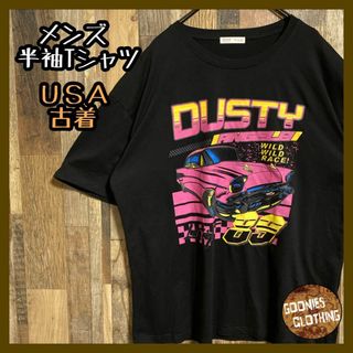 車 89 レーシング メンズ ブラック L USA古着 90s 半袖 Tシャツ(Tシャツ/カットソー(半袖/袖なし))