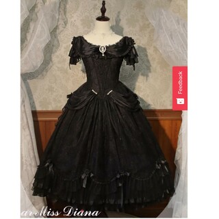 ヴィクトリアンメイデン(Victorian maiden)のゴスロリブラックドレス(ひざ丈ワンピース)