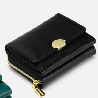 折財布　コンパクト　小さい財布　レディース　黒　ゴールド　韓国　ブラック　学生(財布)