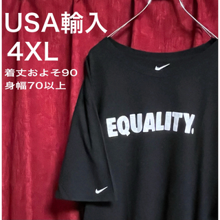 美品 アメリカ古着 NIKE Tシャツ 黒 4XL 大きいサイズ スウォッシュ(Tシャツ/カットソー(半袖/袖なし))