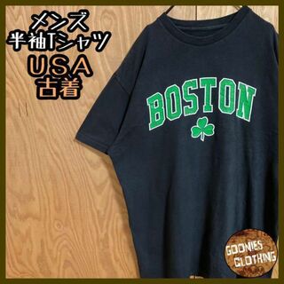 Tシャツ ボストン アメリカ カレッジロゴ ブラック USA古着 90s 半袖(Tシャツ/カットソー(半袖/袖なし))