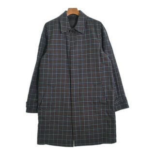 プラダ(PRADA)のPRADA プラダ ステンカラーコート 46(M位) 紺x茶x水色(チェック) 【古着】【中古】(ステンカラーコート)