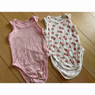 ユニクロ(UNIQLO)のユニクロ　肌着　女の子　ロンパース　メッシュ　まとめ売り　2枚　70(肌着/下着)