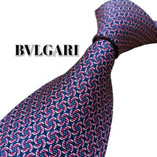 ブルガリ(BVLGARI)の★BVLGARI★　ブルガリ　レッド/ネイビー系　総柄　イタリア製(ネクタイ)