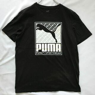 PUMA - puma プリントTシャツ デカロゴBLACK Lサイズ