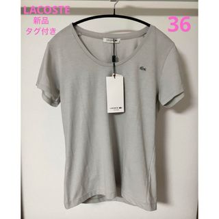 新品タグ付き LACOSTE ラコステ Tシャツ 36 レディース グレー