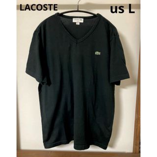 ラコステ(LACOSTE)のLACOSTE ラコステ Vネック Tシャツ us L 黒 胸ロゴ(Tシャツ/カットソー(半袖/袖なし))