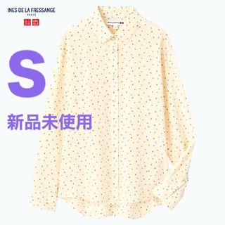 ユニクロ(UNIQLO)の【新品】ユニクロ×イネス　シルクプリントブラウス（ドット）　ナチュラル(シャツ/ブラウス(長袖/七分))