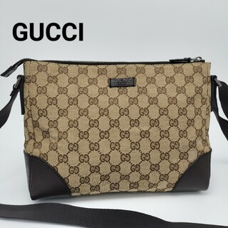 グッチ(Gucci)の極美品✨グッチ　ショルダーバッグ　キャンバス　レザー(ショルダーバッグ)