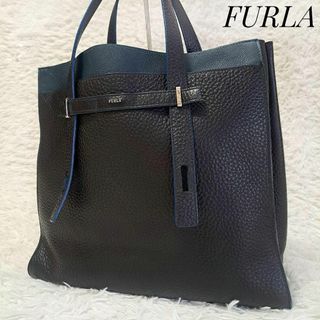 Furla - フルラ 良品✨ジョーヴェ メンズトートバッグ レザー ビジネス A4 紺