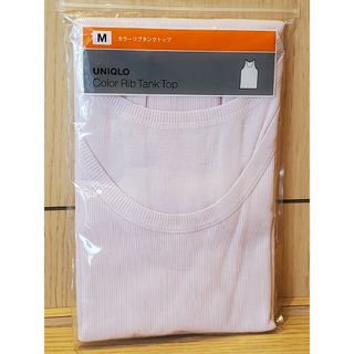 ユニクロ(UNIQLO)のUNIQLO リブタンクトップ Mサイズ ピンク系 胸囲88～96cm(タンクトップ)