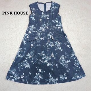PINK HOUSE - 【美品】ピンクハウス　ロングワンピース　コットン　薔薇　花柄　紺　フリー