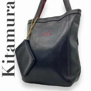 キタムラ(Kitamura)の美品　Kitamura キタムラ　U3 レザー　ミニ　トートバッグ　ブラック(トートバッグ)