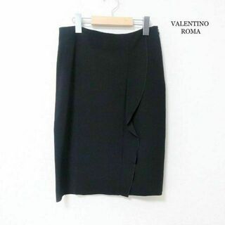 VALENTINO - 良品 ヴァレンティノローマ ストレッチ フリル 膝丈 タイトスカート