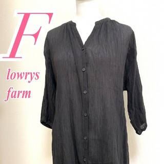 LOWRYS FARM - ローリーズファーム　ブラウス　F　ブラック　きれいめ　リボン　綿100%