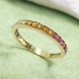 ◆素敵な色彩りどり天然石エタニティリング　K18YG 20号　天然サファイア(リング(指輪))