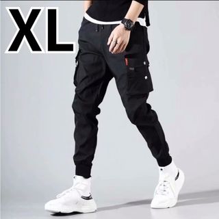 【XLサイズ】ストリートパンツ　ブラック　黒　オーバーサイズ　ワークパンツ(ワークパンツ/カーゴパンツ)