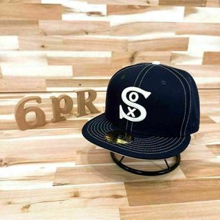 ニューエラー(NEW ERA)のレア【ニューエラ×ホワイトソックス】ロゴ キャップ ホワイト ステッチ 紺×白(キャップ)