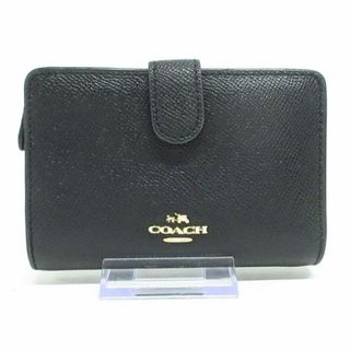 コーチ(COACH)のCOACH(コーチ) 2つ折り財布 黒 ラウンド レザー(財布)