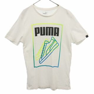 PUMA - プーマ ロゴプリント 半袖 Tシャツ M ホワイト PUMA クルーネック メンズ