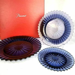 バカラ(Baccarat)の☆良品 ◆ バカラ ミルニュイ ミッドナイトブルー プレート 3枚 箱つき(食器)