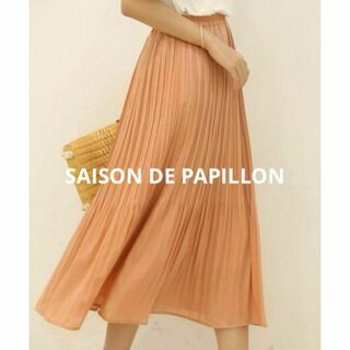 セゾンドパピヨン(SAISON DE PAPILLON)の新品 オフィスカキレイめ 高みえ 裾消しプリーツフレアスカート 大きいサイズ L(ロングスカート)