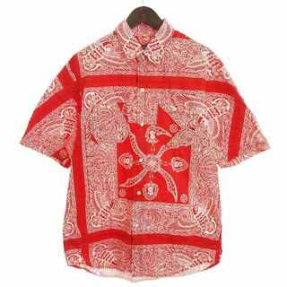 ステューシー(STUSSY)のステューシー アロハシャツ 半袖 バンダナ柄 コットン 赤 レッド系 XL(シャツ)