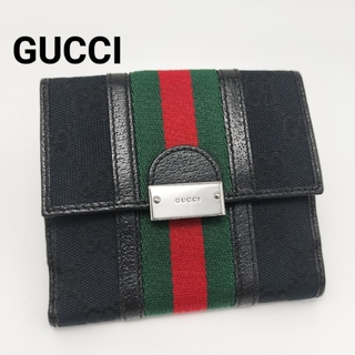 グッチ(Gucci)の未使用に近い✨グッチ　折り財布　シェリーライン　ブラック　黒(財布)
