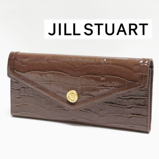 JILLSTUART - 《ジルスチュアート》新品 チャーム付 クロコ型押し エナメルレザーかぶせ式長財布