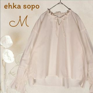 エヘカソポ(ehka sopo)のb4144【エヘカソポ】チュニックブラウスフリル袖フリルネック オフホワイト白M(シャツ/ブラウス(長袖/七分))