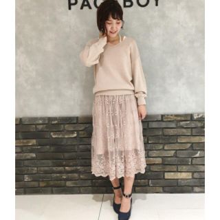 ページボーイ(PAGEBOY)の売り切り目標♥ ニット レーススカートセット(ひざ丈ワンピース)