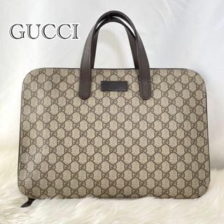 グッチ(Gucci)のグッチ　GGスプリーム　ドキュメントケース　レザー　PVC ブラウン　444(ビジネスバッグ)