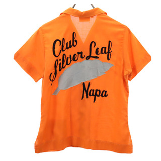 キングルイ 60s 刺繍タグ ヴィンテージ バック刺繍 半袖 オープンカラー ボウリングシャツ 34 オレンジ KING LOUIE メンズ(シャツ)