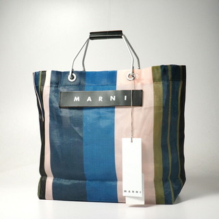 マルニ(Marni)のMARNI MARKET マルニマーケット FLOWER CAFE フラワーカフェ ショッピングバッグ トートバッグ ハンドバッグ 鞄 ナイロン ストライプ A4収納可能 ブランド古着【中古】20240413/GP6260(ハンドバッグ)