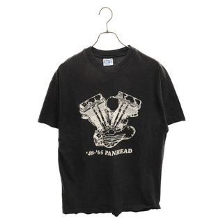 VINTAGE ヴィンテージ 80s VINTEGE PANHEAD SHOVELHEAD ナックルヘッド ギンメヘッド オートバイ半袖Tシャツ カットソー ブラック ヴィンテージ(Tシャツ/カットソー(半袖/袖なし))