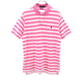 ポロラルフローレン(POLO RALPH LAUREN)のポロラルフローレン ボーダー柄 半袖 ポロシャツ L ピンク×白 POLO RALPH LAUREN 鹿の子地 メンズ(ポロシャツ)