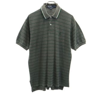 ポロバイラルフローレン ボーダー 半袖 ポロシャツ L グレー系 Polo by Ralph Lauren 鹿の子 メンズ(ポロシャツ)