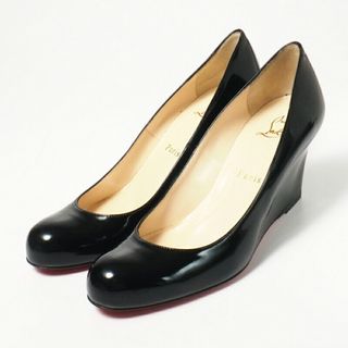 クリスチャンルブタン(Christian Louboutin)のChristian Louboutin クリスチャンルブタン 《MISS BOXE 70》 パテントレザー パンプス 靴 サイズ37（23.5cm相当) ウェッジソール ブラック イタリア製 ブランド古着【中古】20240408/GP6349(ハイヒール/パンプス)