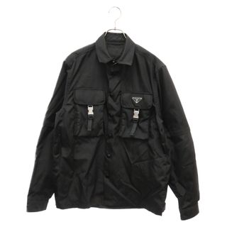 プラダ(PRADA)のPRADA プラダ 21AW Re-Nylon Double Pocket Shirt リサイクルナイロンダブルポケットシャツ スナップボタン SC548 S212 1WQ8 ブラック(シャツ)