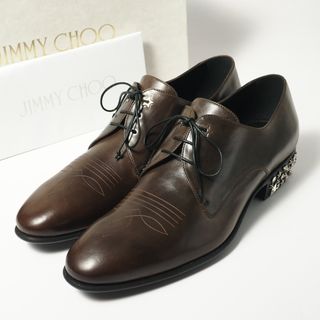 ジミーチュウ(JIMMY CHOO)のJIMMY CHOO ジミーチュウ ≪JACKSON ジャクソン≫ レースアップシューズ ドレスシューズ 革靴 メンズ サイズ41（25.5cm相当）レザー スタッズ イタリア製 ブランド古着【中古】20240418/GP6381(ドレス/ビジネス)