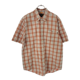 ティンバーランド 90s 00s チェック 半袖 ボタンダウンシャツ M オレンジ系 Timberland メンズ