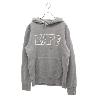 アベイシングエイプ(A BATHING APE)のA BATHING APE アベイシングエイプ フロントロゴプリント 裏起毛 プルオーバースウェットパーカー グレー 001GDD201001X(パーカー)