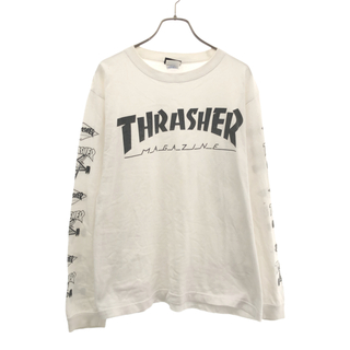 THRASHER - スラッシャー ロゴプリント 長袖 Tシャツ M ホワイト×ブラック THRASHER ロンT カットソー クルーネック メンズ