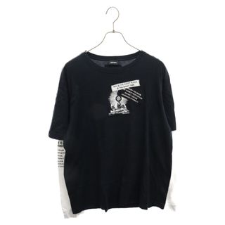 ディーゼル(DIESEL)のDIESEL ディーゼル インナーレイヤードパッチワークロングスリーブ長袖Tシャツ ブラック(Tシャツ/カットソー(七分/長袖))