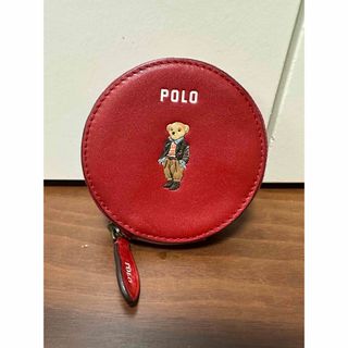 ポロラルフローレン(POLO RALPH LAUREN)の【美品】ポロラルフローレン　ポロベア　コインケース　サークル　円型　レッド(コインケース)