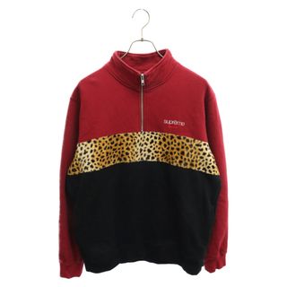 シュプリーム(Supreme)のSUPREME シュプリーム 18AW Leopard Panel Half Zip Sweatshirt レオパード パネル ハーフジップ スウェット トレーナー レッド(スウェット)