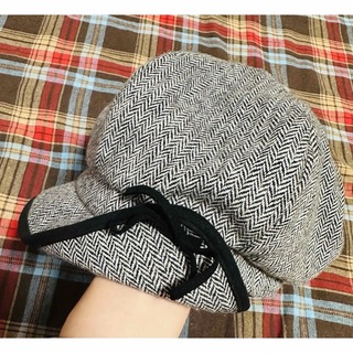 中古　リボン付き　べレー帽(ハンチング/ベレー帽)