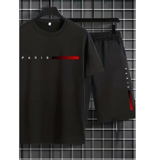 Ｔシャツ＆ショーツセット 黒 Ｌサイズ(Tシャツ/カットソー(半袖/袖なし))